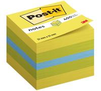 Post-it Mini-cube carré Notes repositionnables – 400 feuilles – Coloris assortis néons – 51 x 51 mm