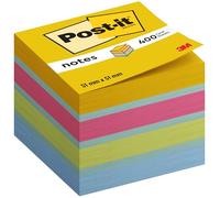 Post-it Bloc cube de notes adhésives 2051-U 51 x 40 mm bleu/jaune/vert/rose 400 feuilles