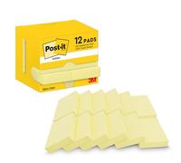 Post-it Notes Autocollantes, Pack de 12 Blocs, 100 Feuilles par Bloc, 38 mm x 51 mm, Jaune Pastel - Feuillets Adhésifs pour Prise de Notes, Listes de Tâches et Rappels