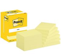 Post-it Notes Autocollantes, Pack de 12 Blocs, 100 Feuilles par Bloc, 76 mm x 102 mm, Jaune Pastel - Feuillets Adhésifs pour Prise de Notes, Listes de Tâches et Rappels