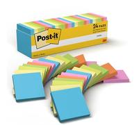 Post-it Notes Autocollantes, Pack de 24 Blocs, 100 Feuilles par Bloc (76 mm x 76 mm) - Feuillets Adhésifs pour Prise de Notes, Listes de Tâches et Rappels
