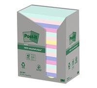 Post-it Notes Autocollantes, Recyclés, Pack de 16 Blocs, 100 Feuilles par Bloc, 76 mm x 127, Vert, Rose, Bleu, Jaune - Notes Autocollantes Fabriquées à partir de Papier 100% Recyclé