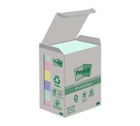 Post-it Notes Autocollantes, Recyclés, Pack de 6 Blocs, 100 Feuilles par Bloc, 38 mm x 51 mm, Vert, Rose, Jaune, Bleu - Notes Autocollantes Fabriquées à partir de Papier 100% Recyclé