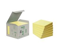 Post-it Notes Autocollantes, Recyclés, Pack de 6 Blocs, 100 Feuilles par Bloc, 76 mm x 76 mm, Jaune Pastel - Notes Autocollantes Fabriquées à partir de Papier 100% Recyclé