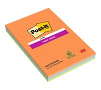 Post-it Bloc Super Sticky Ultra Notes Ligné 102 x 152 mm 3 blocs de 45 feuilles Assortis vifs