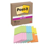 Post-it Notes Autocollantes Super Sticky, 16 Blocs, 90 Feuilles par Bloc, 76 mm x 76 mm, Vert, Rose, Orange, Jaune, Bleu - Feuillets Super Adhésifs pour Prise de Notes, Listes de Tâches et Rappels