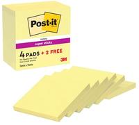 Post-it Notes Autocollantes Super Sticky, 4 Blocs + 2 GRATUITS, 76 mm x 76 mm, 90 Feuilles par Bloc, Jaune Canari - Feuillets Super Adhésifs pour Prise de Notes, Listes de Tâches et Rappels