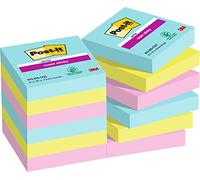 Post-it Blocs-notes Super Sticky – Collection Miami – 12 blocs 47,6×47,6 mm, 90 feuilles/bloc