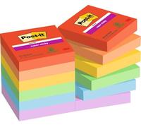 Post-it Notes autocollantes Super Sticky – Couleurs Playful, 12 blocs, 90 feuilles (47,6 x 47,6 mm)