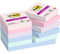 Post-it Notes Autocollantes Super Sticky, Couleurs Soulful, Pack de 12 Blocs, 90 Feuilles par Bloc, 47.6 mm x 47.6 mm - Feuillets Super Adhésifs pour Prise de Notes, Listes de Tâches et Rappels