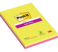 Post-it – Bloc de 45 feuilles Super Sticky lignées 125×200 mm Coloris assortis – Lot de 4