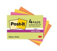 Post-it Note adhésive 7100043258 203 mm x 152 mm vert fluorescent, orange fluorescent, rose ultra,