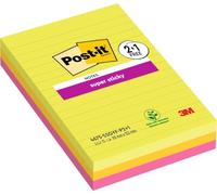 Post-it Notes Autocollantes Super Sticky, Grand Format XXL, Lignées, 101 mm x 152 mm, Pack de 3 Blocs, 75 Feuilles par Bloc - Feuillets Super Adhésifs pour Prise de Notes, Listes de Tâches et Rappels