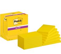Post-it Notes Autocollantes Super Sticky, Jaune, Pack de 12 Blocs, 90 Feuilles par Bloc, 76 mm x 127 mm - Feuillets Super Adhésifs pour Prise de Notes, Listes de Tâches et Rappels