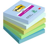 Post-it Notes Autocollantes Super Sticky, Pack de 5 Blocs, 90 Feuilles par Bloc, 76 mm x 76 mm - Feuillets Super Adhésifs pour Prise de Notes, Listes de Tâches et Rappels