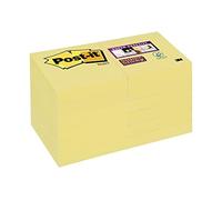 Post-it Notes Autocollantes Super Sticky, Pack Promo, 12 Blocs, 90 Feuilles par Bloc, 47,6 mm x 47,6 mm, Jaune Pastel - Feuillets Super Adhésifs pour Prise de Notes, Listes de Tâches et Rappels