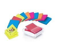Post-it Distributeur Pro Desk blanc avec Z-Notes 76×76 mm Collections Bangkok et Bora-Bora 12x100