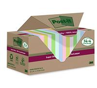 Post-it Notes Autocollantes Super Sticky, Recyclés, 14 Blocs + 4 GRATUITS, 70 Feuilles par Bloc, 76 mm x 76 mm - Notes Autocollantes Fabriquées à partir de Papier 100% Recyclé
