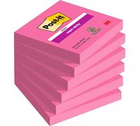 Post-it Notes Autocollantes Super Sticky, Rose - Pack de 6 Blocs, 90 Feuilles par Bloc, 76 mm x 76 mm - Feuillets Super Adhésifs pour Prise de Notes, Listes de Tâches et Rappels