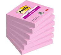 Post-it Notes Autocollantes Super Sticky, Rose, Pack de 6 Blocs, 90 Feuilles par Bloc, 76 mm x 76 mm - Feuillets Super Adhésifs pour Prise de Notes, Listes de Tâches et Rappels