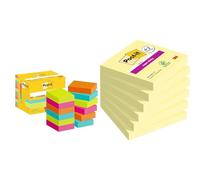 Post-it Notes, Couleurs Poptimistic, Pack de 12 Blocs, 100 Feuilles par Bloc,38 mm x 51 mm, Rose & Notes Super Sticky, Couleur Jaune Canari, 76mm x 76mm, 90 feuilles/bloc, 4 blocs + 2 GRATUITS