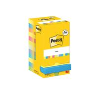 Post-it Notes, Energetic Colour Collection, 76 mm x 76 mm, 90 Sheets/Pad, 8 + 4
