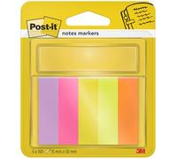 Post-it Marque-pages répositionnables 15 x 50 mm – 5 blocs x100 feuilles – Couleurs fluo