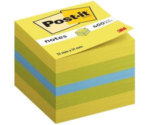 Post-it Notes Mini Cube, 400 Feuilles, 51 mm x 51 mm, Bleu, Vert, Jaune | Notes Autocollantes pour Mémos et Planification ; Se Retirent Proprement, Idéales pour Coder, Organiser, Capturer Les Idées