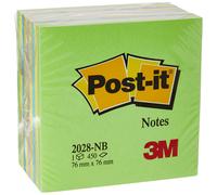 Bloc Notes Adhésif Amovible et Post-it Post-it 76x76 Mm Cube Couleur Bleu et Vert 450 Feuilles