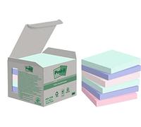 Post-it Notes autocollantes Pack 6 blocs 76×76 mm, 100 f. par bloc, 100% papier recyclé, 4 couleurs