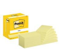 Post-it Notes repositionnables 76 x 127 mm - Jaune - Lot 12 blocs de 100 feuilles