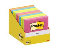 Post-it Notes repositionnables 76 x 76 mm - Couleurs assorties - Bloc de 100 feuilles