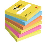 Post-it Notes repositionnables Energetic 76 x 76 mm - Assorties - Blocs de 100 feuilles - le lot de 6