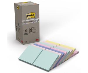 Post-it Notes repositionnables Nature recy s 76 x 76 mm - Assorties - Tour 16 blocs de 100 feuilles
