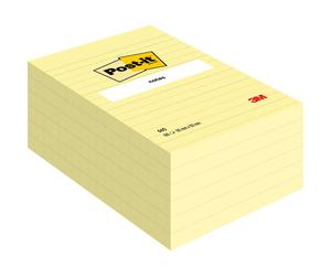 Post-it Notes Repositionnables Recy s Lignées Rectangle 102 x 152 mm Jaune - lot de 6 blocs de 100 Feuilles