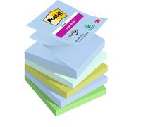 Post-it Notes repositionnables Z-Notes Super Sticky Oasis 76 x 76 mm - Assorties - Lot 6 blocs de 90 feuilles
