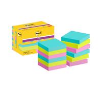 Post-it Bloc-note adhésif Super Sticky Notes 47,6 x 47,6 mm Turquoise/Vert/Rose