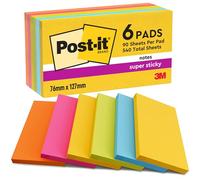 Post-it Note adhésive 6556SR 127 x 76 mm – vert fluorescent, orange fluorescent, bleu ultra, jaune