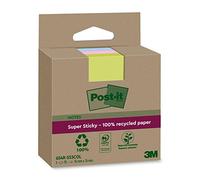 Post-it Notes Super Sticky, Papier Recyclé, 3 Blocs 210 Feuilles 76 x 76 mm | Notes Autocollantes, Papier Recyclé, Super Adhésives aussi sur Surfaces Verticales pour Rappels, Listes et Planification