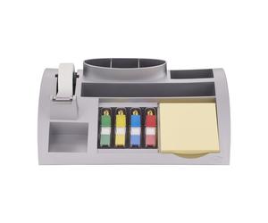 Post-it Organisateur de bureau C50 avec ruban adhésif transparent Magic 19 mm x 33 m, petits marque-pages couleurs assorties et notes adhésives Jaune Canari
