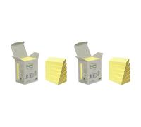 Notes Repositionnables Jaunes Recyclées Post-It 38 X 51 Mm - En Tour Distributrice - Bloc De 100 Feuilles - Lot De 6