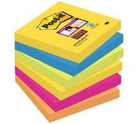 Post-it Note adhésive 6546SR 76 mm x 76 mm vert fluorescent, bleu ultra, jaune ultra, rose ultra, o