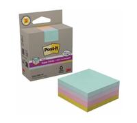 Post-it Super Sticky Cube 100% recyclé PEFC - 76 x 76 mm - 276 feuilles - Bloc de 4 couleurs assorties
