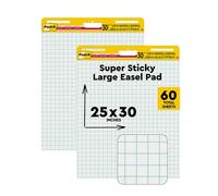 Post-it Super Sticky Meeting Charts, Pack de 2 Blocs avec 30 Feuilles, 63.5 cm x 76.2 cm, Couleur Blanche - Paperboard Adhésif Repositionnable pour Réunions et Sessions de Brainstormi