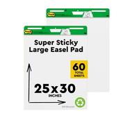 Post-it Super Sticky Meeting Charts, Recyclé, 2 Blocs, 30 Feuilles par Bloc, 63;5 cm x 76;2 cm, Couleur Blanche - Paperboard Adhésif Repositionnable pour Réunions et Sessions de Brainstorming