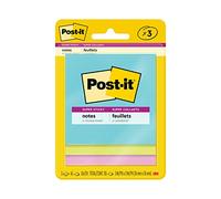 Post-It Super Sticky Notes, 3 in. x 3 en, Miami Collection, 3 Pads/Pack, 45 Sheets/Pad Bleu, Vert, Rose 45 Feuilles Pouch Autocollant