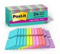 Post-It Super Sticky Notes 3"X3" 24/Pkg-Miami W/70 Sheets