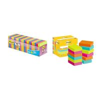 Post-it Super Sticky Notes, Couleurs Assorties, Pack de 24, 90 Feuilles par Bloc & Notes, Couleurs Poptimistic, Pack de 12 Blocs, 100 Feuilles par Bloc,38 mm x 51 mm, Rose, Vert, Bleu, Orange