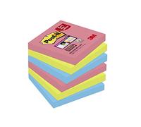 Post-it Super sticky Pack de 6 Notes repositionnables 76 x 76 mm Multicolore