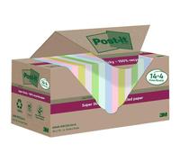 Post-it Notes Autocollantes Super Sticky, Recyclés, 14 Blocs + 4 GRATUITS, 70 Feuilles par Bloc, 76 mm x 76 mm - Notes Autocollantes Fabriquées à partir de Papier 100% Recyclé